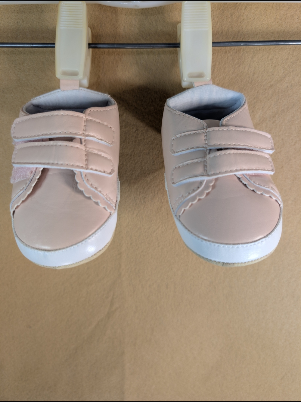 Kensie Baby Walker Shoes in Light Pink with White Trim